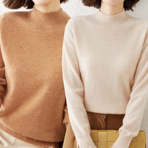 오엠티 반폴라 여성 울 니트 반목티 M XL OFS-WKNT2