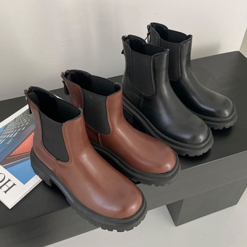 홀릭 HSM015 여자 워커 가을 겨울 발편한 통굽 부츠 커피_230