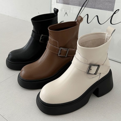 홀릭 워커 고급 여성 부츠 소가죽 겨울 가을 HSM010 블랙_225