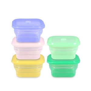 리빙크리에이터 푸쉬락 지켜락 접이식 실리콘 용기 400ml