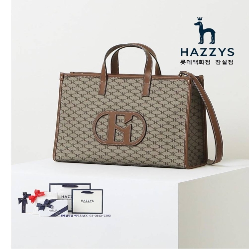 헤지스 가방 여성 시그니처 HARIATO 패턴 소가죽 패치 토트백 라지_HIBA4E119K2