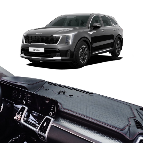 루젠  쏘렌토 MQ4 페이스리프트 대쉬보드커버 타공 가죽 블랙 블랙 스티치 쏘렌토MQ4페리X HUD유/센터스피커무