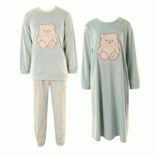 비너스 정상 겨울 커플잠옷 곰돌이자수 극세사 커플 수면잠옷_K VEV378MS VEV3788L_T 38489_0005492302
