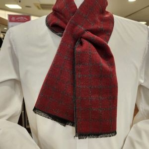 바찌 남성용 부드럽고 따뜻한 양면 체크 쁘띠 머플러 VM1M4BS107 GO