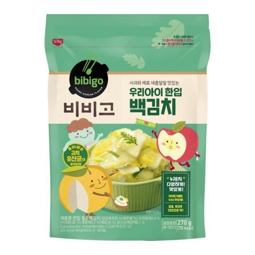 CJ제일제당 비비고 우리아이 한입 백김치 270g 2개