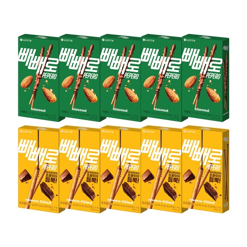 롯데제과  아몬드 빼빼로 32gX5개+초코필드 빼빼로 45gX5개