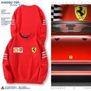 페라리  119004 스쿠데리아 스 레이싱 의류 라운드 넥 맨투맨 슈트 자동차 팬 애호가 가을 및 겨울 상의 2023