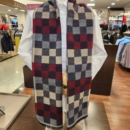 바찌 남성용 따뜻한 롱 체크 와인 머플러VM1M4BR102 WO