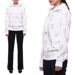 버버리 여성 모노그램 모티브 프린트 후드티셔츠 8052125_WHITE_22S