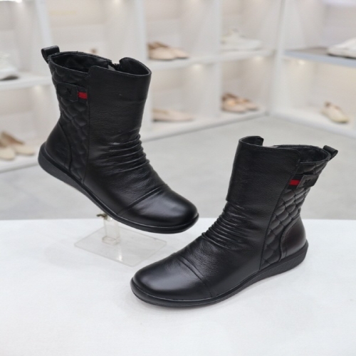 코디엘루 소가죽 기모안감 통굽 미들 부츠 4cm CDSP100144