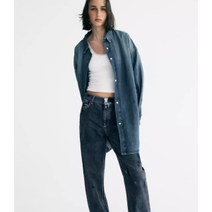 자라 여성 입중롱 루즈핏데님 셔츠 원피스 드레스 자켓 점퍼 셔츠 3607272 407