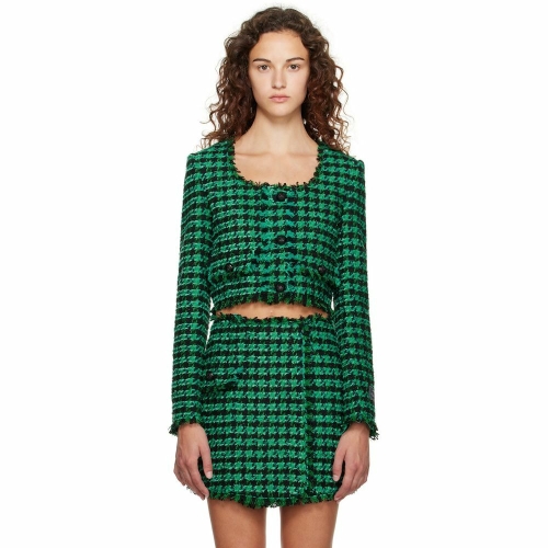 MSGM 여성 그린 체크 재킷 자켓 232443F063001