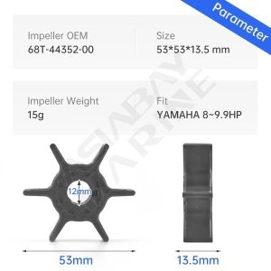 야마하  선외기 8hp 해양 보트 엔진 부품 용 워터 펌프 임펠러 수리 68T-W0078-00