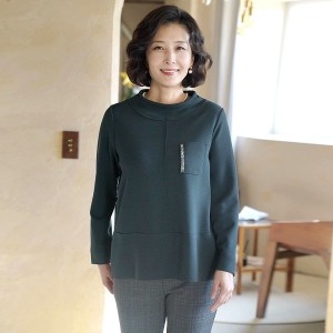 쉬즈마담 T57058 모코 큐빅포켓 스판블라우스 엄마옷 마담의류