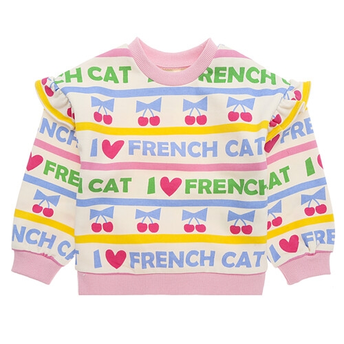 프렌치캣 Q36DAT060 아이보리 멀티나염 맨투맨