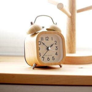 MJK  사각 우드 무소음 자명종 시끄러운 알람시계