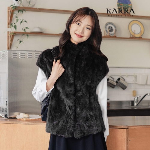 KARRA 하이넥캡리얼밍크퍼베스트_A3F18228