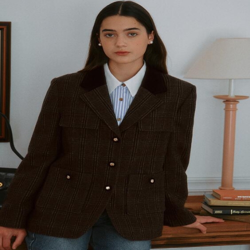 로라로라 WOOL BLENDED COLLAR JACKET DEEP BROWN RMM5DW-JK23501M011