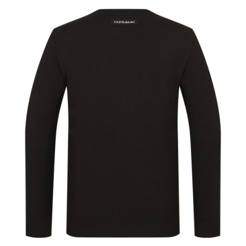 까스텔바작  남성 로고 자가드 넥 배색 포인트 니트 (BGBFSW002BK)