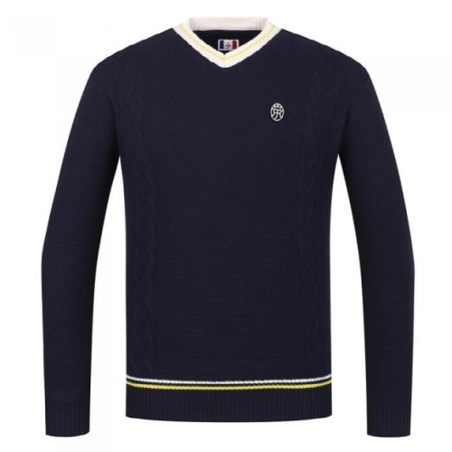 까스텔바작  남성 배색 브이넥 방풍 울 니트 (BGBWSW203NY)