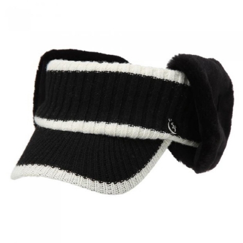 까스텔바작  여성 라인 배색 니트 귀마개 바이저 (BGBWGC703BK)