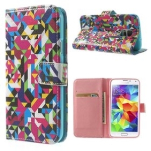  jujeo colorized geometric pattern wallet leather shell case for sams..