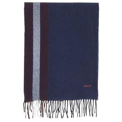 발리 로고 스트라이프 울 캐시미어 머플러 네이비 M7GT465T8J458F1776234919