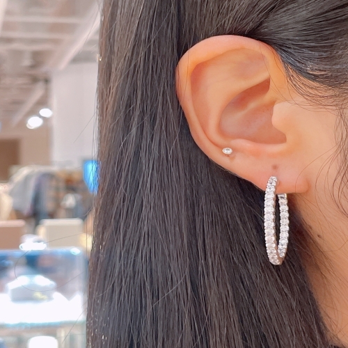 미니골드  김천점 LVER 테니스 라지 라운드컷 귀걸이 2.50mm EAAM1003