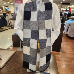 바찌 롱 체크 울혼방 네이비 머플러 VM1M4BR103 NO