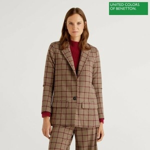 베네통 Checkered jacket 1F_2TUJ52475_902