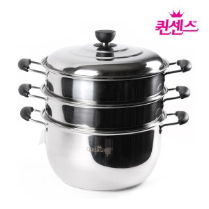 퀸센스  스텐 3단 찜기 40cm 스텐레스 찜냄비 스팀쿠커
