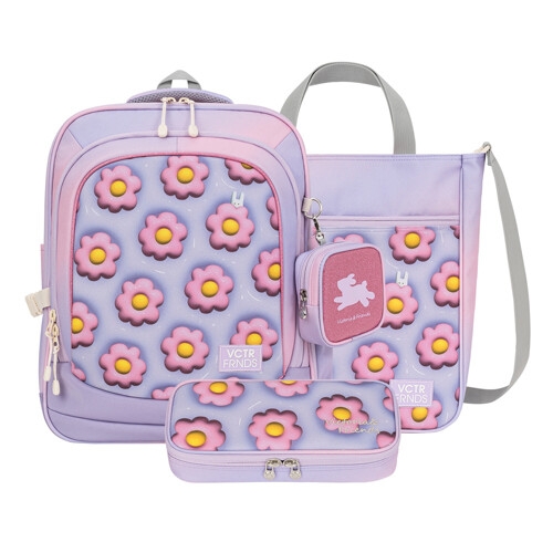 빅토리아앤프렌즈 초등학생 경량 책가방2종 얼쓰 글리터 스퀘어 플라워 GSQFLW2S / V24B01-FLW-2SET