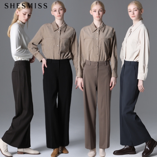 쉬즈미스 여성 히든버튼 와이드 울팬츠