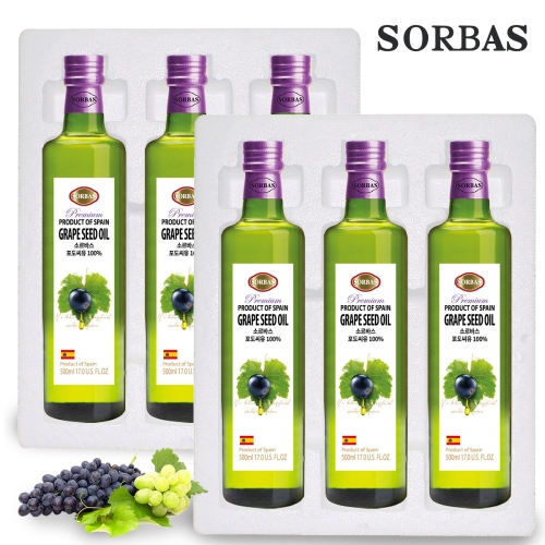 소르바스 스티로폼포장 포도씨유 500ml 6병