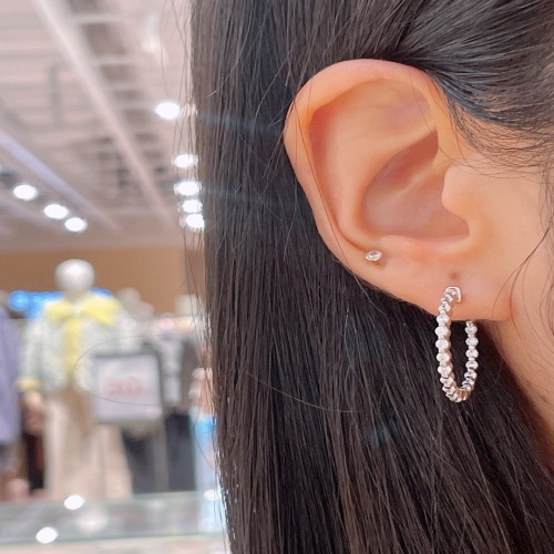 미니골드  김천점 LVER 테니스 오벌 라운드컷 귀걸이 2.00mm EAAM1002