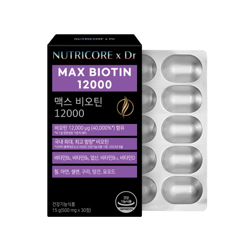 뉴트리코어 맥스 비오틴 12000 500mg 30정