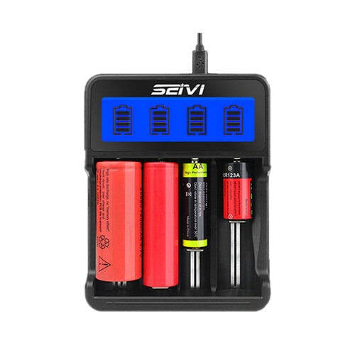 라온  LCD 4구 리튬이온 배터리 건전지 충전기 14500 18650 21700 26650 건전지 충전기