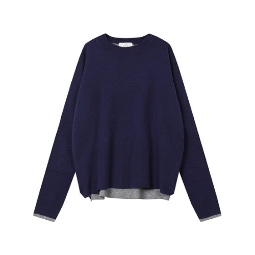 더히스토리 라우닝소매배색니트THK023NV