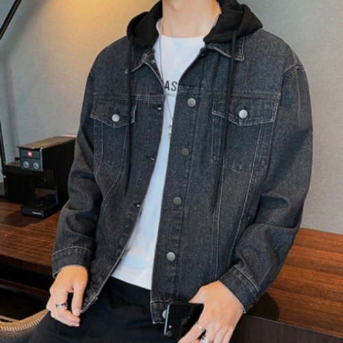 후드탈부착 남자 블루 블랙 재킷 INSUM39N 데님 자켓