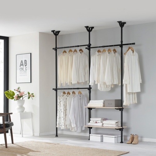 롯데알미늄 이지온 드레스룸 고급원목선반 행거 EOB-305M