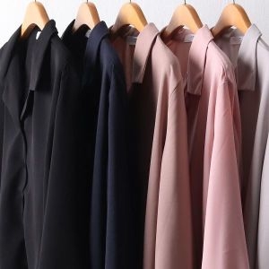 샤링 오픈 카라 블라우스 303I030S 빅사이즈 여성 미시옷 중년 큰옷 마담