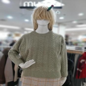 무자크 세이브존09 꽈배기 심플 니트 티 W/S라운드넥 루즈핏 꽈배기 심플 니트 E11829079