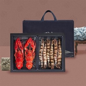 자연맛남  설 랍스터/킹타이거새우 선물세트 랍스터2/킹타이거6-8미/트레이/부직포