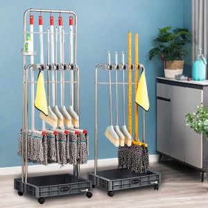아띠꼴로  이동식 청소도구함 청소도구 정리함 거치대 밀대 보관함 대걸래 걸이 스텐 청소용품 거치대 운반함 걸이대