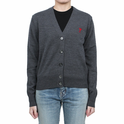 아미 여성 하트 로고 울 가디건_FKC111 KN0025