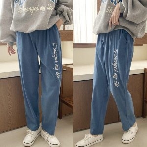 울바 잔골지 레터링 배기 트레이닝팬츠 겨 지 BLP-683