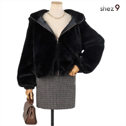 쉬즈넘버나인 여성 마뉴 밍크퍼 후드 자켓