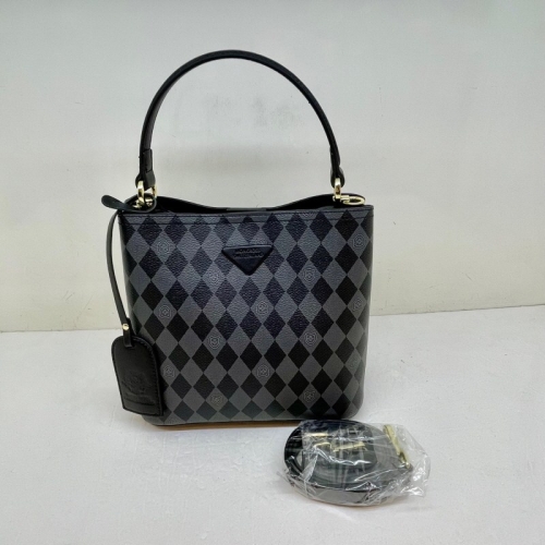 몽크로스 다이아몬드 패턴 자가드 토드백 WT68556 BLACK