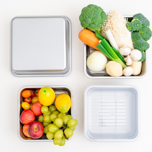 알텐바흐 밧드 스텐 반찬통 바트 밀폐용기 밧트 스테인레스 사각 주방바트 M+L 세트