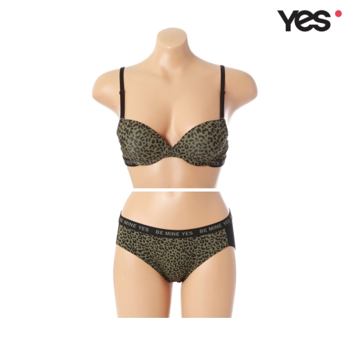 YES 데일리 카키 호피 브라 헴팬티 세트_YDWBZ673YDWPZ673